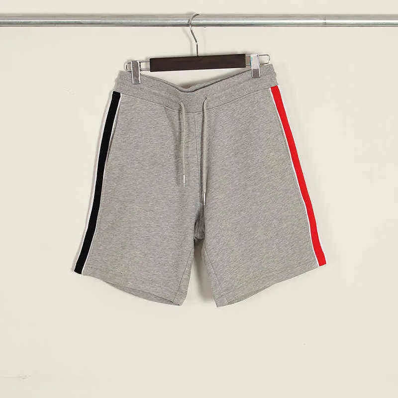 2021 Tb Fashion Brand Casual Shorts Men Cotton Red White Black Striped Patchwork Sport Male Gray Blue Short Pants