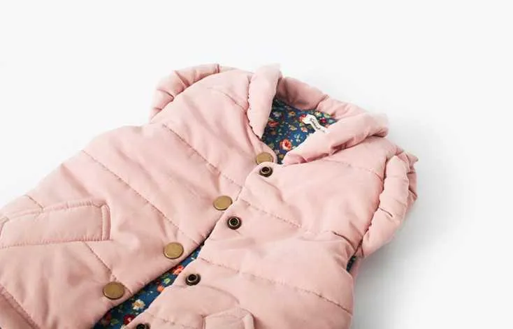 Gilet autunno inverno bambini ragazze addensare cotone colletto con volant cappotto vestiti bambini casual 210818