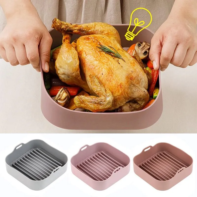 Mats & Pads Multifunctional AirFryer Silicone Pot Air Fryers Oven Accessories Bread Fried Chicken Pizza Basket Baking Tray FDA Dis2406