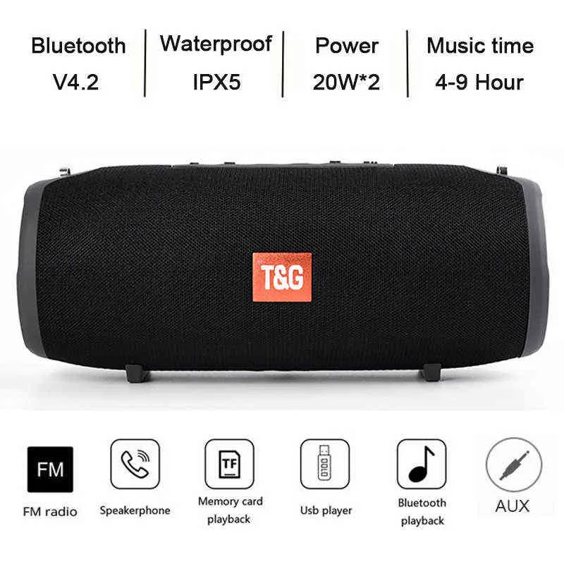 TG118 Haute Puissance 40W Portable Bluetooth Haut-Parleur WaterproofColumn Pour PC Ordinateur Haut-parleurs Subwoofer Boom box Music Center Radio H1111