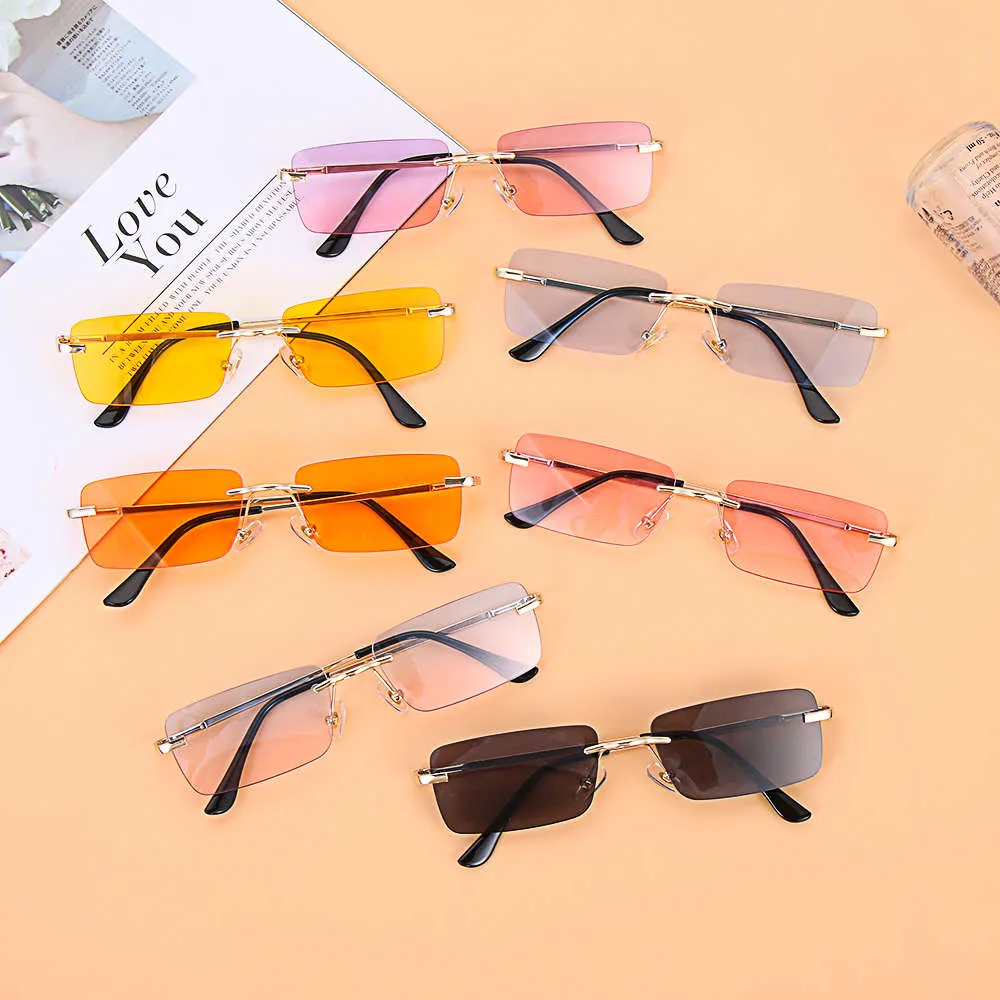 Fashion Small Rectangle Gafas de sol Summer UV400 Eyewear 2020 Mujeres y hombres más nuevas de moda de lentes de ciclismo sin borde Sunes3132995