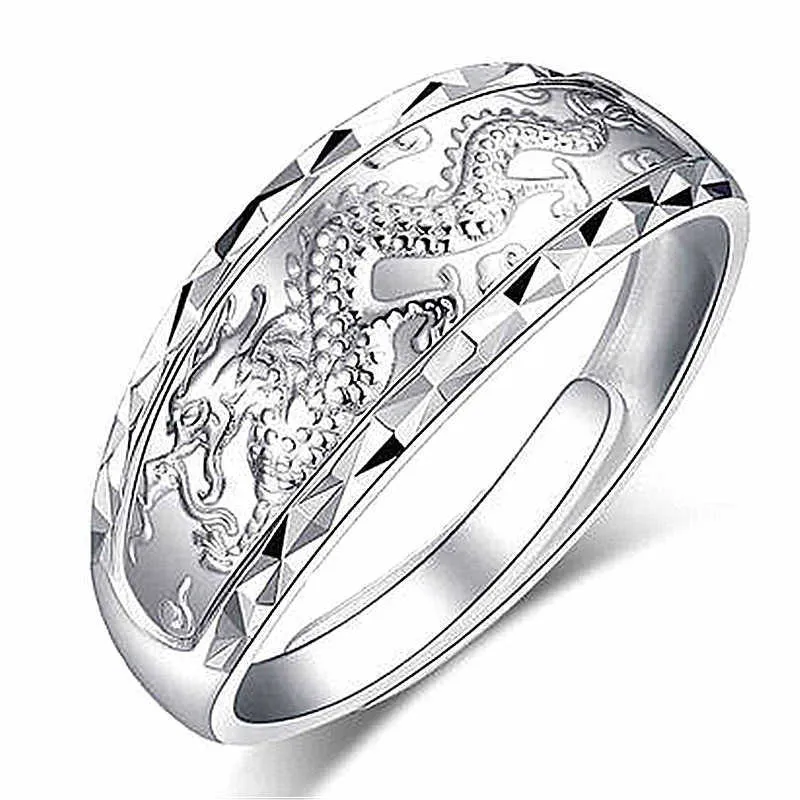 Bagues pour femmes en cristal plaqué argent, bijoux Dragon Phoenix, bague pour amoureux de la saint-valentin, style Cluster