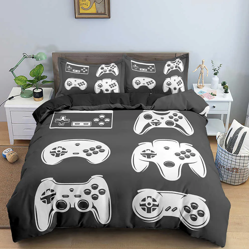 Ensemble de housse de couette pour jeux vidéo pour adolescents, housse de couette, King Size, avec contrôleur de manette de jeu, literie pour enfants, garçons et filles, jeu de jeunesse, 210615249L