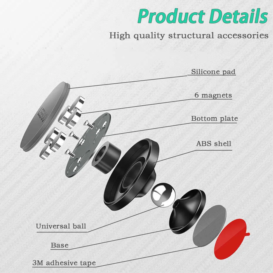 New Magnetic Universal Car Phone Holder Stand Support Mount For iPhone 11 X 8 7 6 Huawei Samsung Magnet phone Smarthone Support GPS
