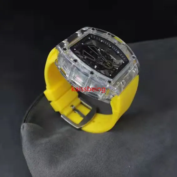 2021 Новое прибытие часов для мужчин спортивные наручные часы Прозрачные циферблаты Quartz Watches Силиконовый ремешок 13295s