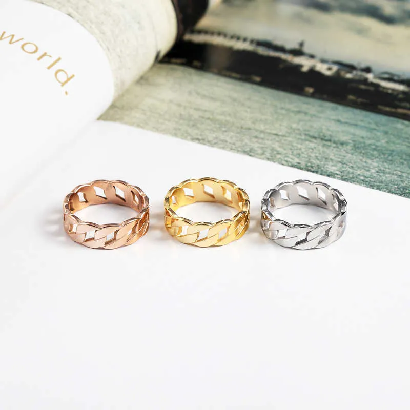 Najwyższa jakość Unikalny łańcuch Design Nieograniczony Connection Lovers Pierścionki Ze Stali Nierdzewnej Pierścionek dla kobiet 3 kolory Męski pierścień X0715