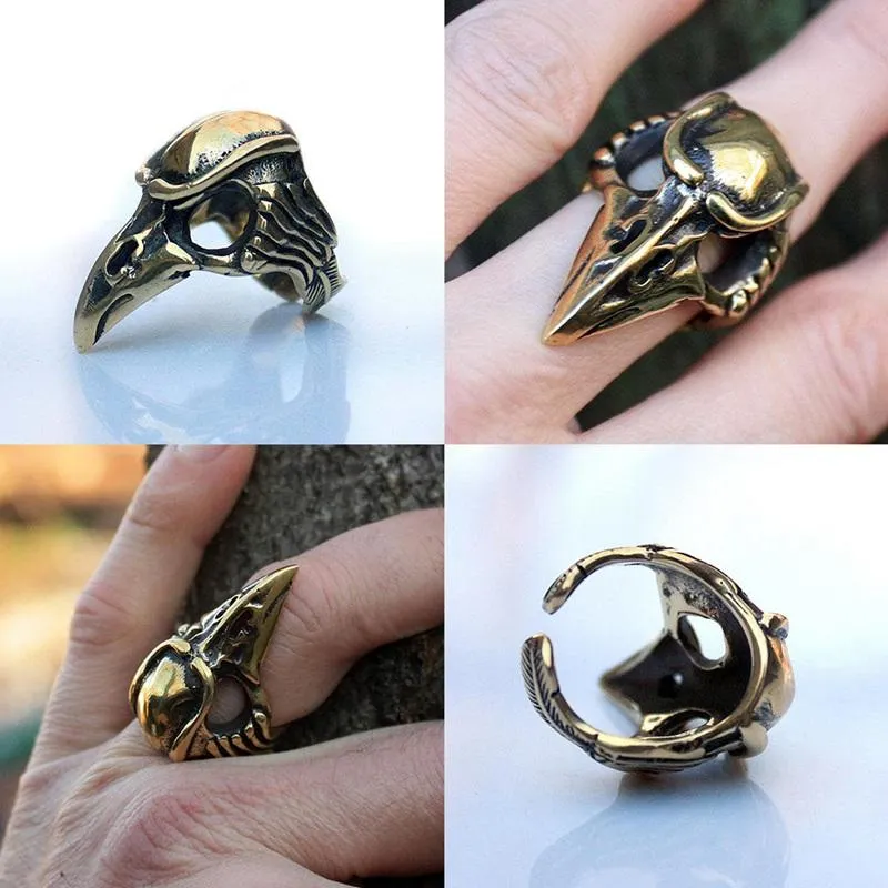 Cluster anneaux spéciaux Bird Skull Raven Ring Punk Style Bijoux Réglable Crow Crow Head Squelette Halloween260W