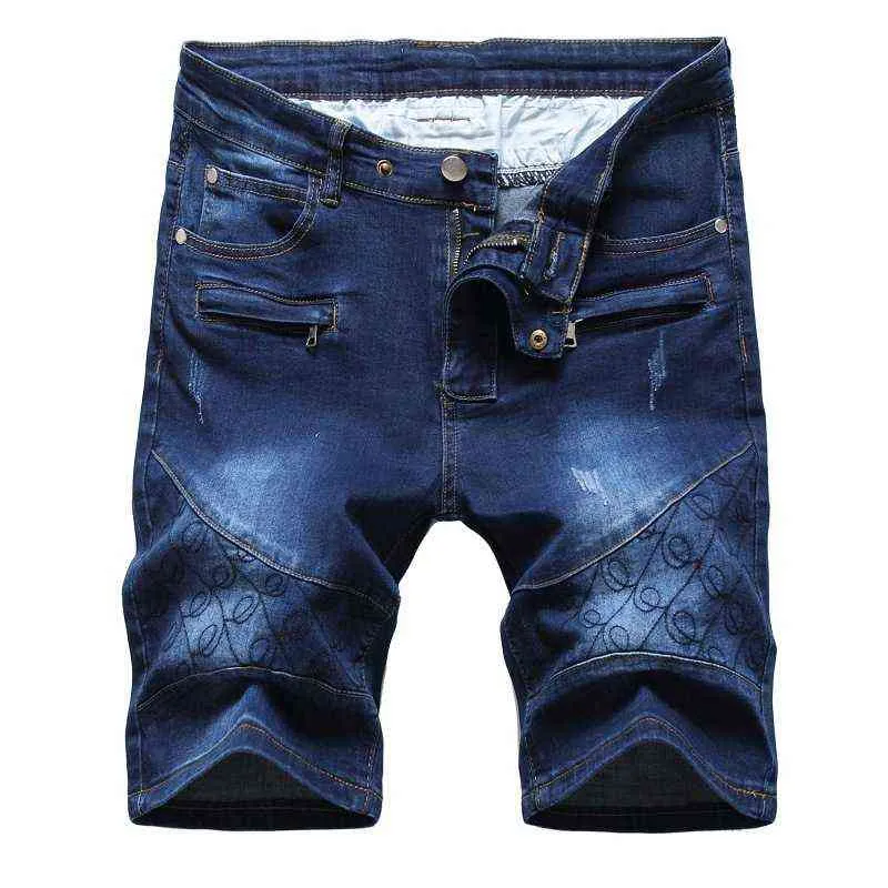 2021 Summer New Men's Denim Short Jeans Fashion Casual Slim Fit High Quality Thin Cotton Embroidered Shorts Male Brand Clothes H1210