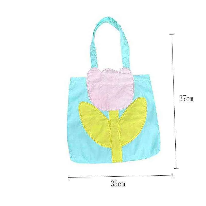 Sacos de compras Moda Trend Ombro Nicho Primavera 3D Tulip Faculdade Bonita Pequena Bolsa Fresca Grande Capacidade Tote Shopper Bag 220301