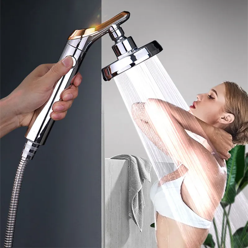 샤워 헤드 욕실 회전 고압 물 절약 핸드 헬드 샤워 헤드 조절 가능한 정지 버튼 물비 샤워 헤드 238J