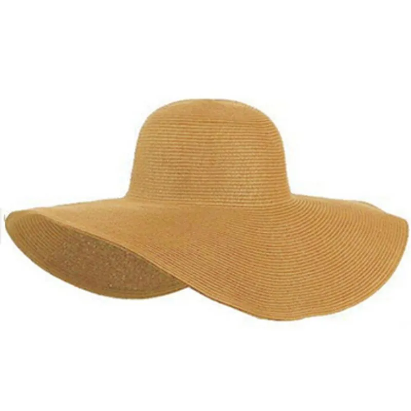 Chapeau de plage pliable à Large bord pour femmes, casquette de paille solaire, cadeau, livraison directe, C30813 Hats284M