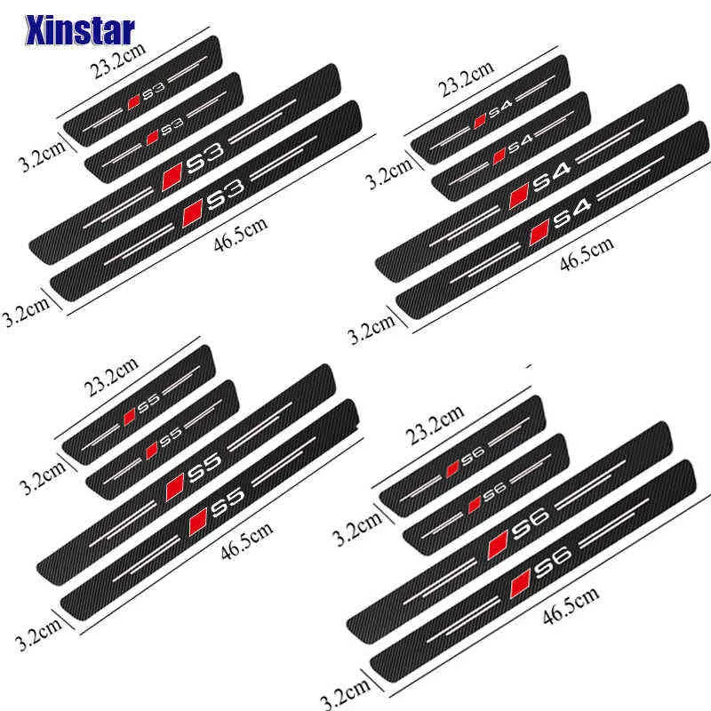 Carbon Fiber Car Door Sills Sticker For Sline Quattro A1 A3 A4 A5 A6 A7 A8 TT Q3 Q5 Q7 Q8 B8 TT S1 S3 S4 S5 S6 S7 S8 TTS7982282