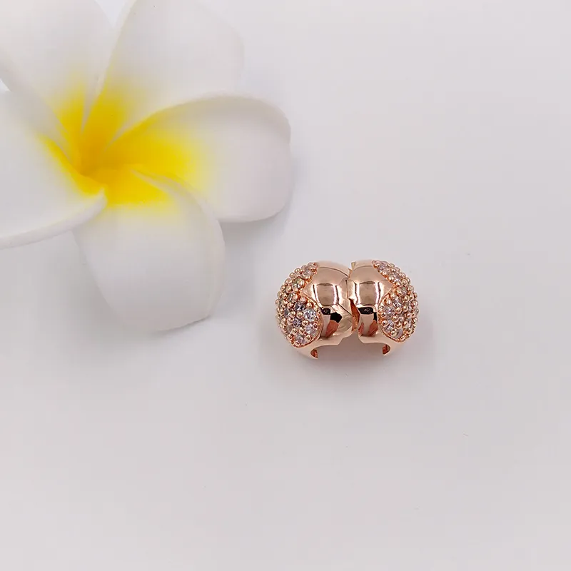 No color fade off Solid Rose Gold Love Of My Life Clip Clear CZ Pandora Charms for Bracelets DIY Jewlery Making Loose Beads Silver Jewelry wholesale 781053CZ