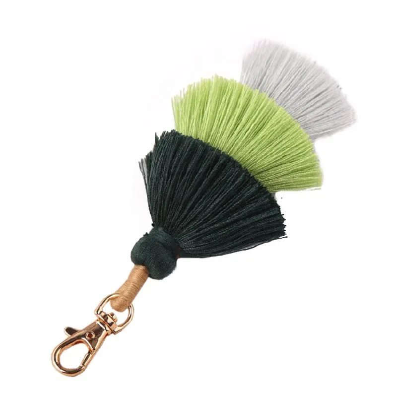 Handgemaakte vrouwen Kleurrijke Boho Pom Tassel Tas Charm Sleutelhanger Mode Jewerly