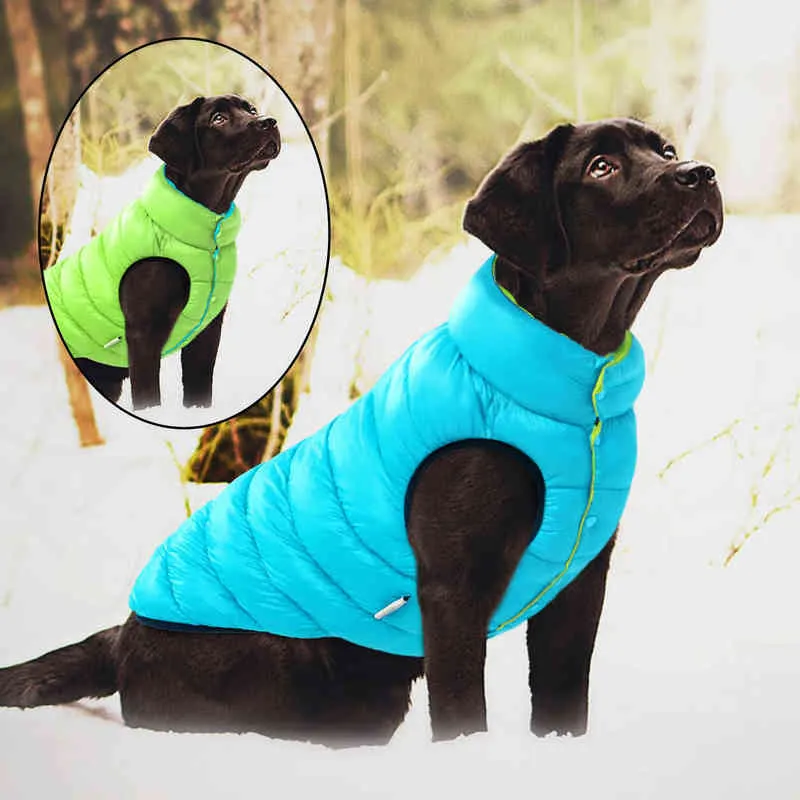 Winter Dog Coat Kläder Reversible Windproof Kläder Jackor Varm Pet för Små Medium Stor Bulldog Pug 220104