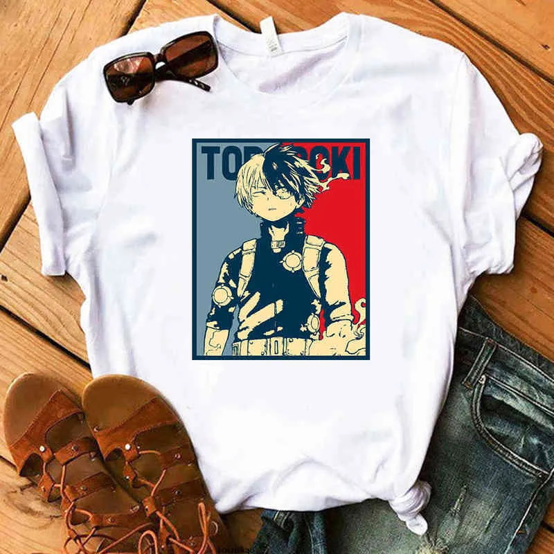 Shoto Todoroki T-Shirt Estate Donna Stampa Anime Magliette My Hero Academia Harajuku Hip Hop Boku No Hero Academia Unisex Top G220310