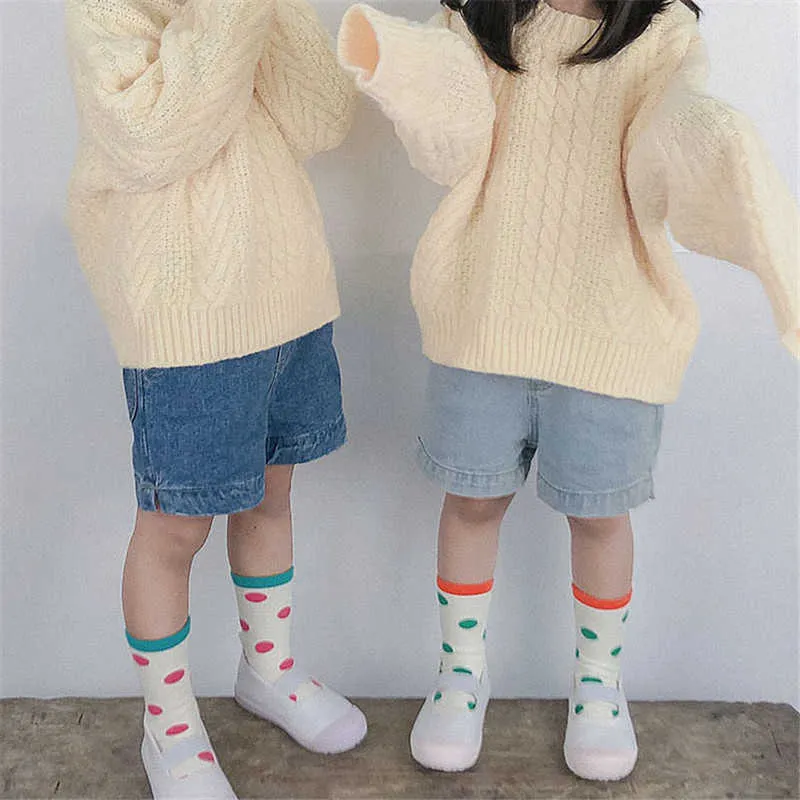 3 stks korea merk ontwerp peuter meisje schattige sokken mooie kawaii kind buis bloem en geruite patroon 210619