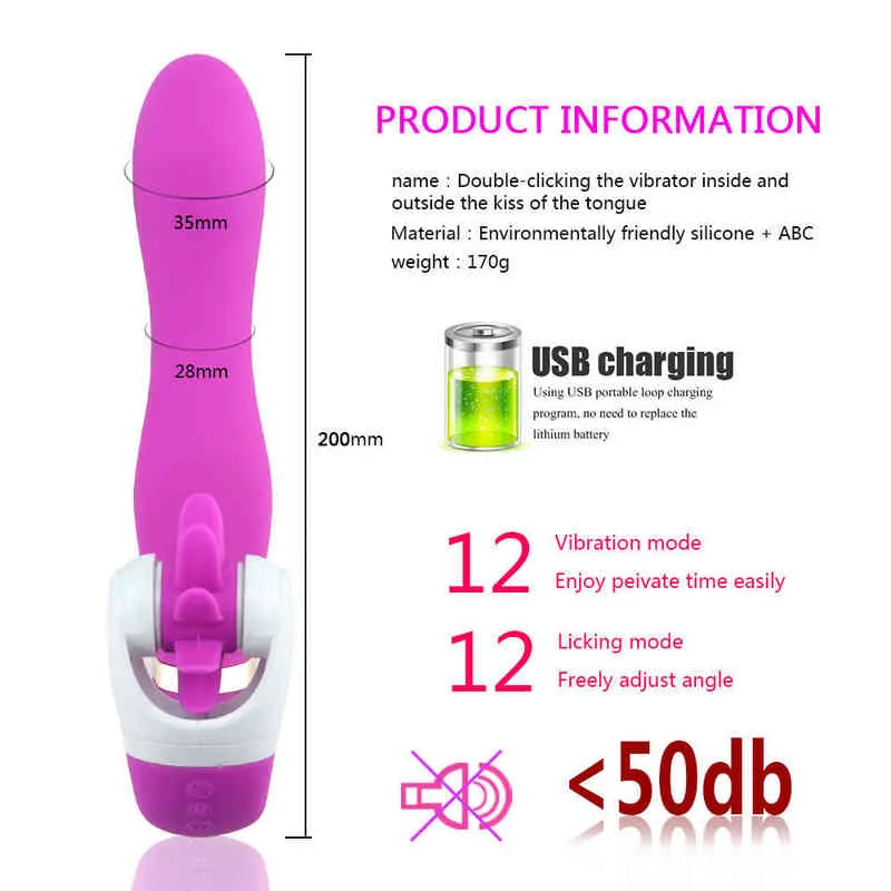 NXY Vibrators 10 Speeds Mute Rotation Dildo Vibrators Pussy Massager Tongue Licking Oral Sex Toy for Women Clitoris Stimulator Adult Product 0104