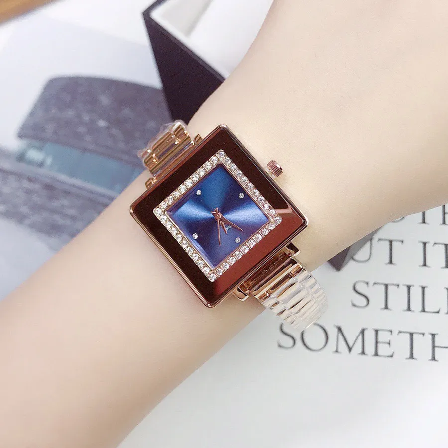 Brand Watches Women Lady Girl Square Crystal Style Metal Stahl Band Quarz Luxus Handgelenk Uhr CH71304F9546584