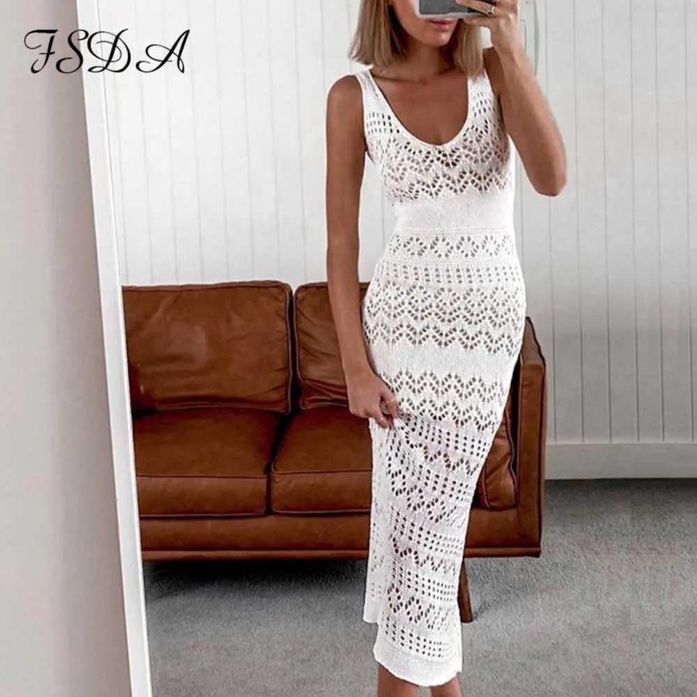 FSDA 2021 strand khaki maxi jurk vrouwen uit schouder witte zomer witte casual vakantie v-hals mouwloze bodycon jurken y0603