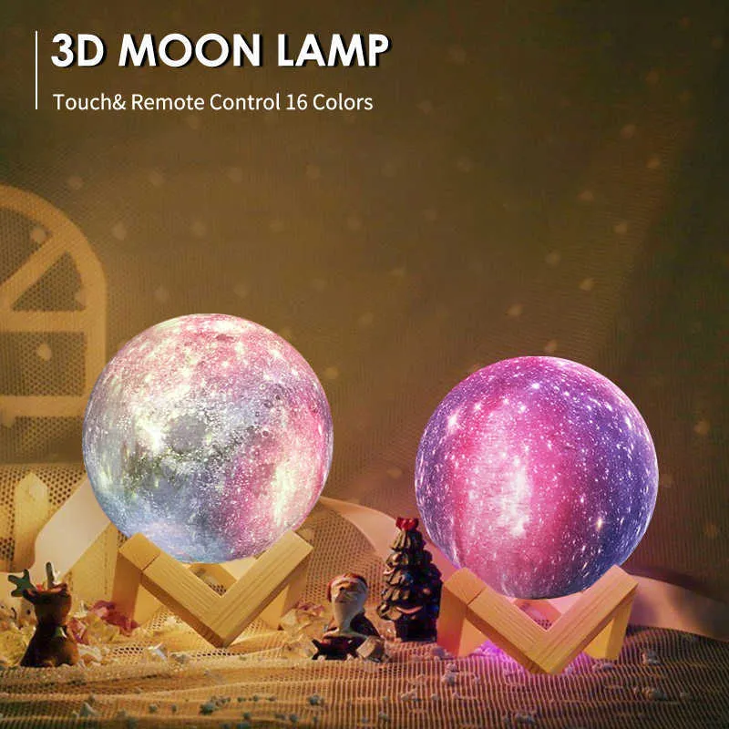 Pat Light es Remoto Impresión 3D Luces de luna Carga USB Interruptor táctil Regalo para niños Decoración Mesita de noche Iluminación de escritorio Y0910