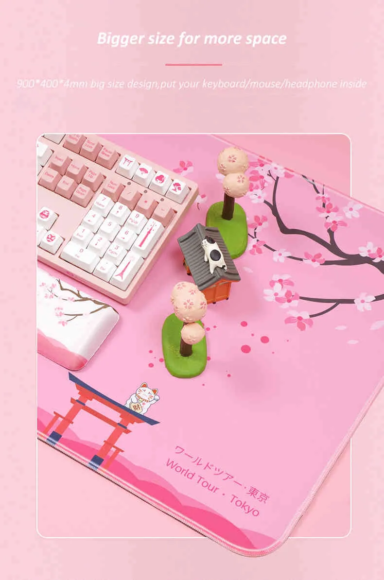 Оригинальный Akko Sakura Fujisan Mouse Pad Большой Gamer Computer Mousepad 900x400x4 Big Mat World Tour XXL Maause Laptop клавиатура