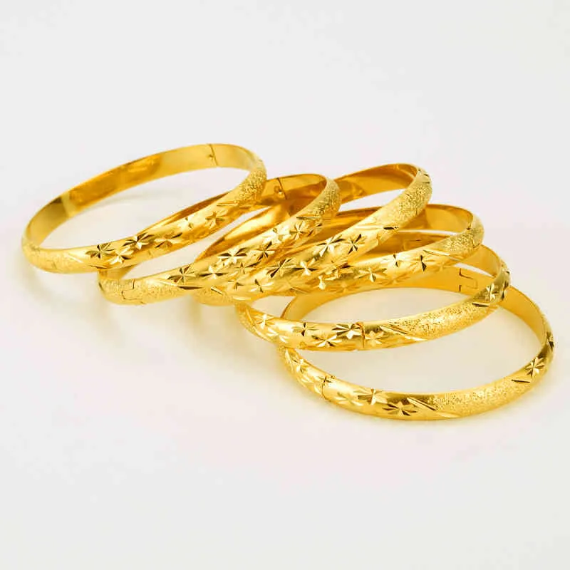 8MM Dubai Gold Bangles for Women Men 24k Color Ethiopian Bracelets African Jewelry Saudi Arabic Wedding Bride Gift311f5736068