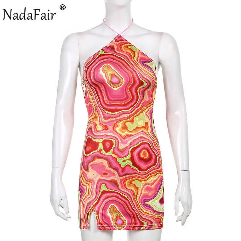 Nadafair y2k mini sexy vestido de verão mulheres sem mangas clube outfits senhoras roupas encosto pescoço pescoço bodycon vestido 2021 y1006