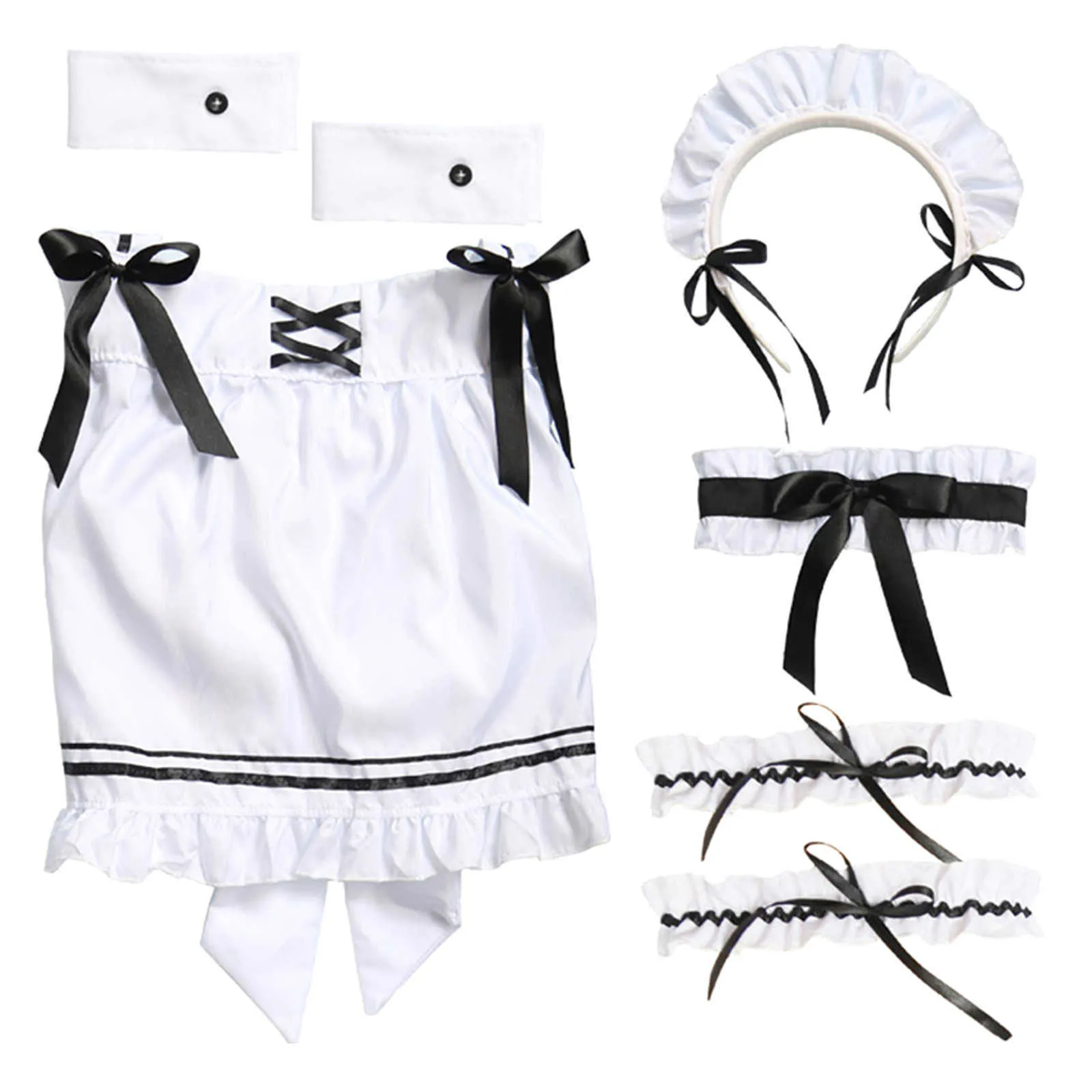 Słodka sukienka Lolita French Maid Waeter Kostium Kobiety Sexy Mini Pinafore Cute strój Halloween Cosplay dla dziewcząt Plus Sete Size S2XL Y085985717