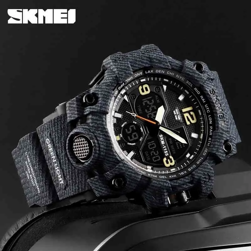 Skmei Luxus Denim Style Sports Uhren Männer Mode digitale Quarz Uhr wasserdichte lässige militärische Handgelenk Uhr Relogio T200256g