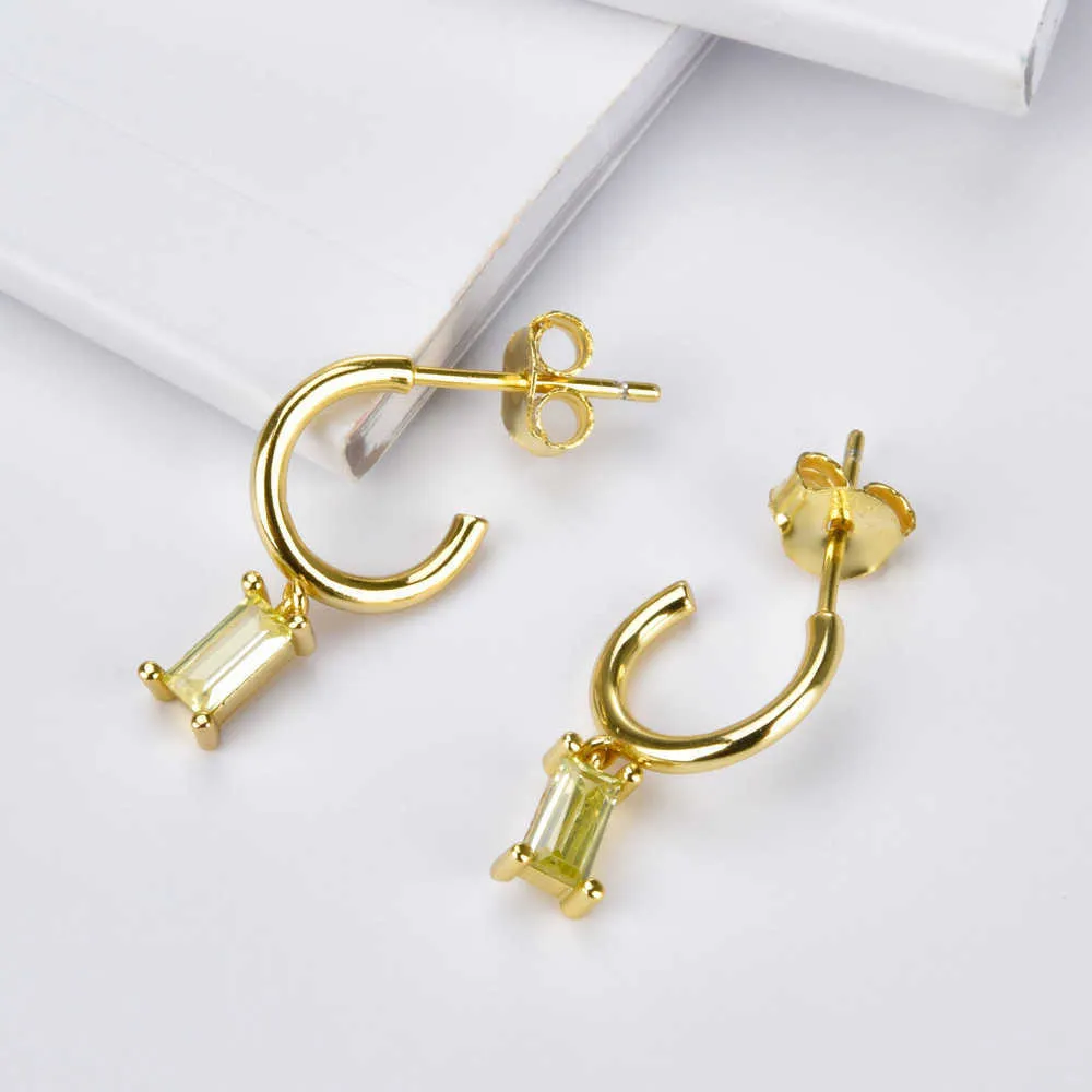 ANDYWEN 925 Sterling Silver Hoops Mini Crystal Earring Dangle Charms Loops Circle Piercing Pendiente Jewelry 210608