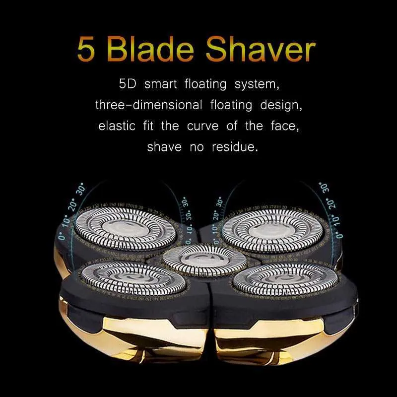 Jinding Rechargeable Whole Body Washing Electric Shaver 5D Floating Head Shaving Machine för män Vattentät elektrisk rakhyvel D40 P0817