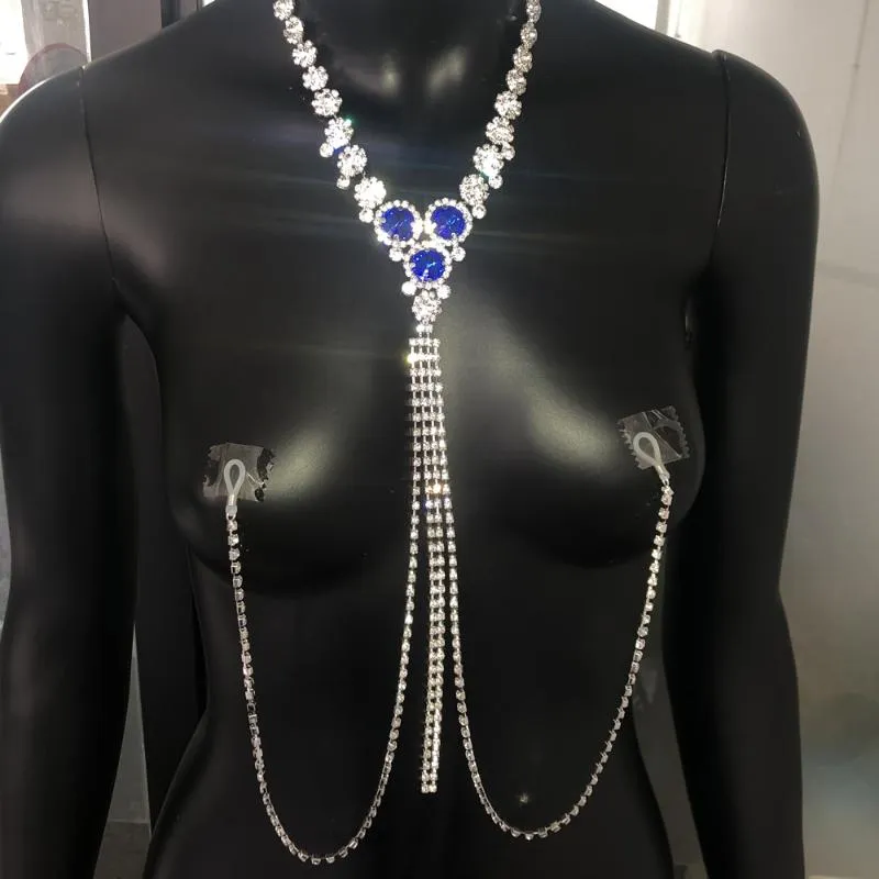 Ketten Stonefans Blue Stone Halskette für Frauen sexy Dessous Nippel Schmuck Nicht piercing Schmuckketten Festival Geschenk Girls223a