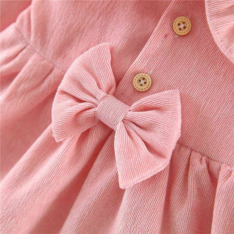 Baby Girls Dress Autumn Winter Baby Girl Long Sleeve Bow Cute Princess Dress For Party Baby Newborn Infant Dress Kids Clothes G1129