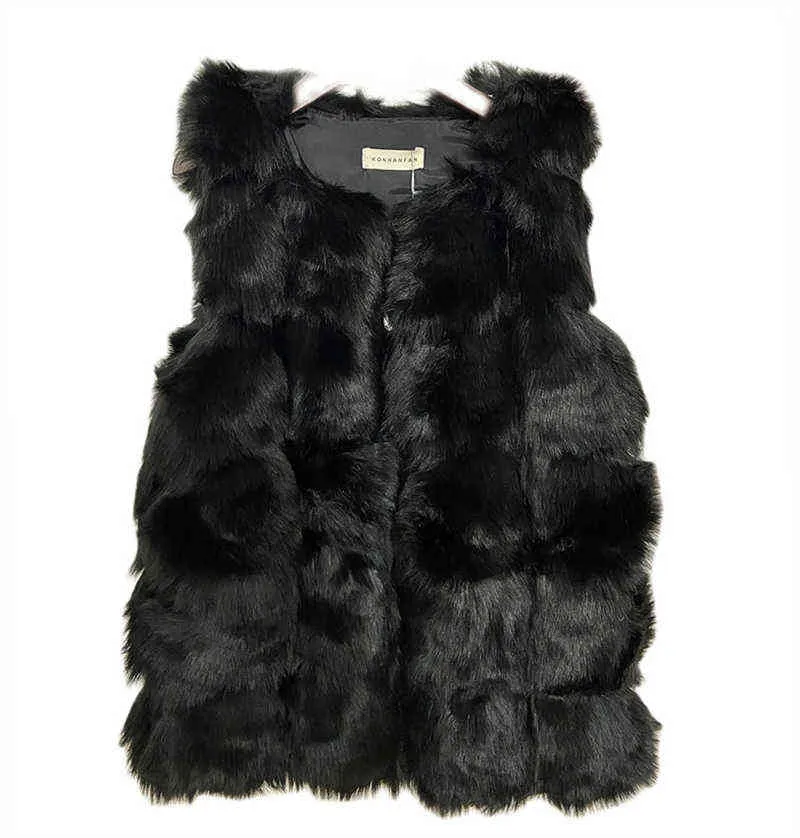 Spring Fall Winter Fur Imitation Fur Coat Kvinnor Lång Fur Coat Vest Abrigo Mujer Overwear Bontjas Fourrure Open Stitch 211110