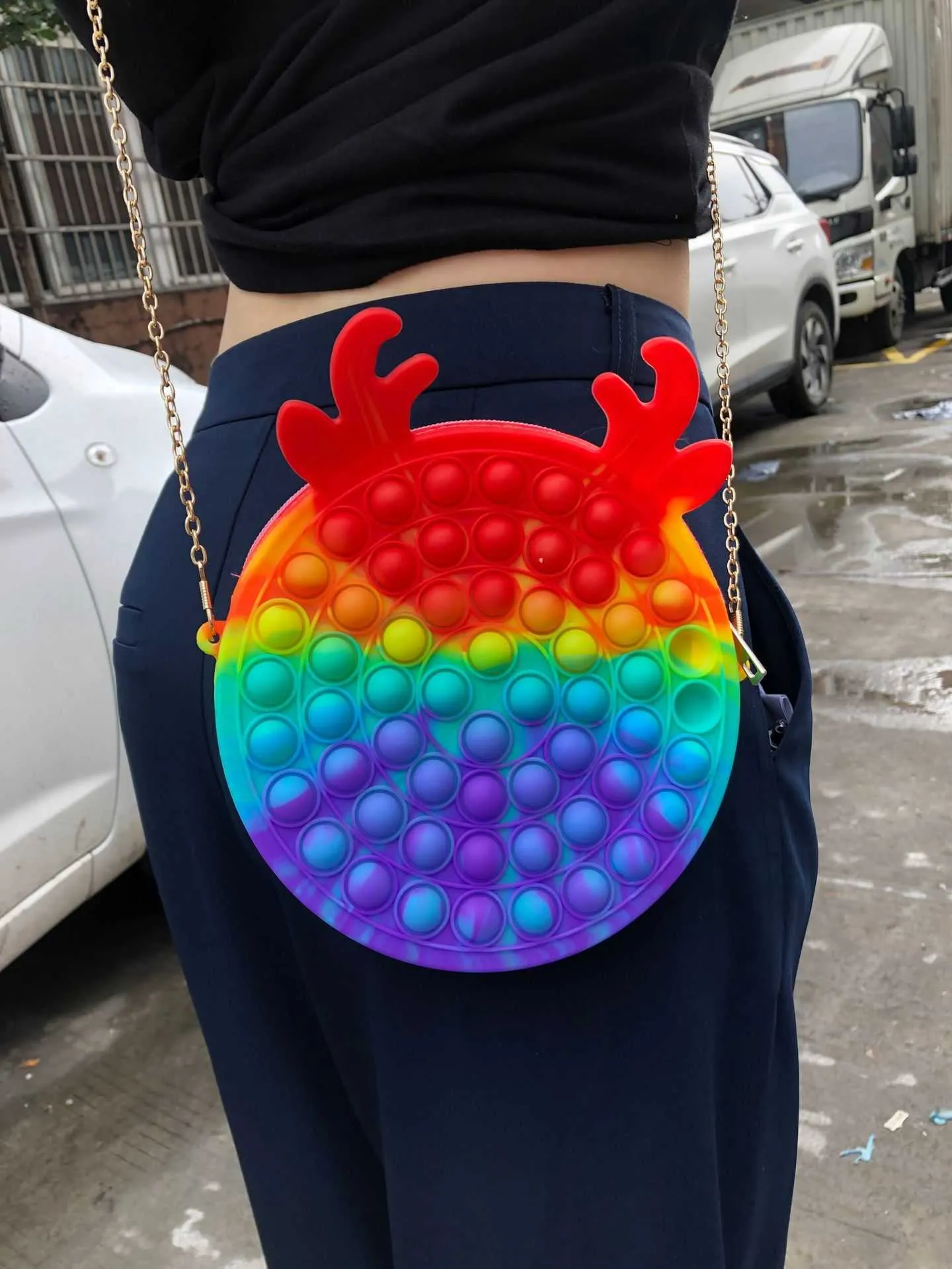 Fidget Crossbode Cheam Bag Poots Silicone Rubber Cordes Fanny Pack Macaron Rainbow Rackpacks Bubble Popper Sumbag Cometic 2452280