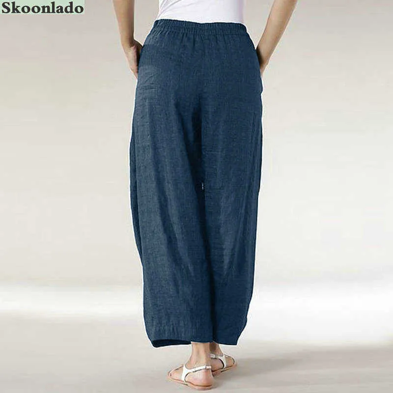 EST Femmes Pantalons en lin de coton Plus Taille 5XL Oversize Haute Qualité Lady Bons vêtements Casual Loose Style confortable Fashi 210915
