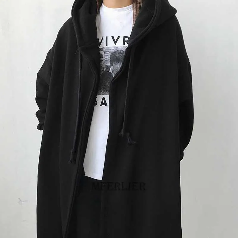 Tamanho 6xl 150kg mulheres trench casacos sem zíper cor preta inverno feminino casaco de lã aberta feminina casual streetwear 210914