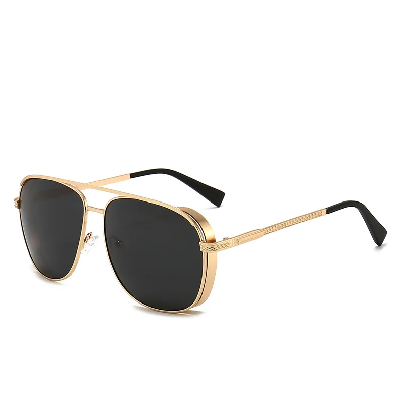 Hoogwaardige platte bovenste zonnebrillen gouden frame houding luxe ontwerper zonnebrillen heren gafas de sol met doos 10 kleur280o