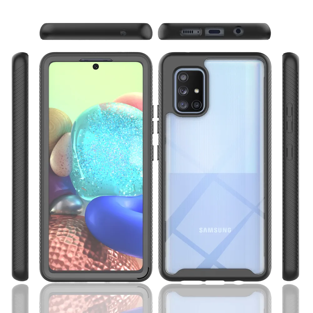 Heavy Duty Full Protection Shockproof Cases voor Samsung Galaxy A51 A71 4G 5G Zachte TPU + Pet Front Film Clear Acrylic Back Cover