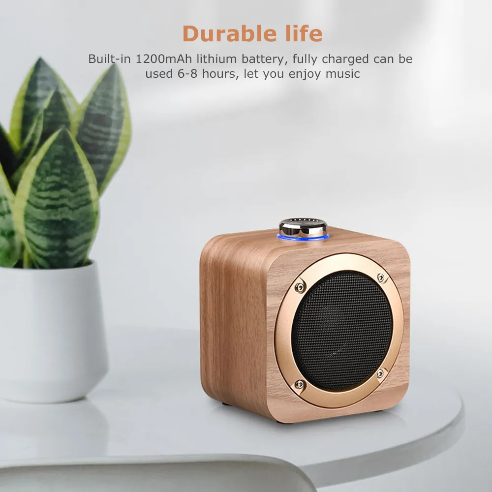 Q1B Tragbare Mini-Lautsprecher aus Holz, Bluetooth-Lautsprecher, kabellose Freisprecheinrichtung, unterstützt TWS-Audio-Player für MP3-Tablet-PC