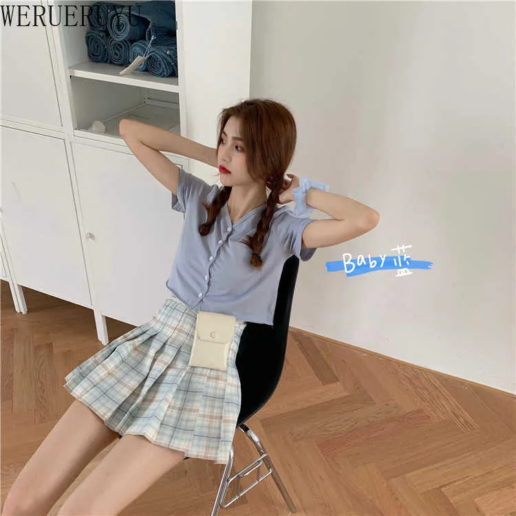 WERUERUYU femmes jupe plissée Harajuku jupes à carreaux Mini mignon japonais uniformes scolaires dames Kawaii jupe 210608