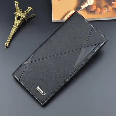 Wallets Men'S Wallet Long Thin Youth Soft 3 Fold Multi-Card Slot Large-Capacity Embossed Fashion215v