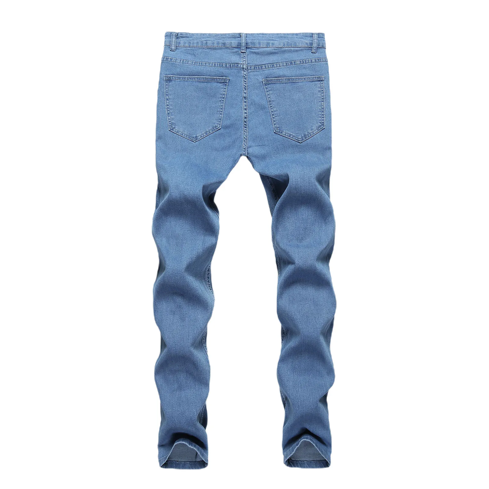 Mens Pants High Waist Zipper Stretch Jeans Casual Slim Trousers Male Plus Size Pencil Pants Denim Skinny Jeans for Men