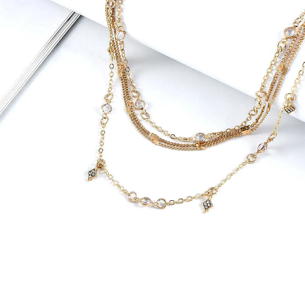 Mode or cristal étoiles pendentif colliers pour femmes collier multiniveau femme Boho Vintage bijoux cadeau de mariage 210721