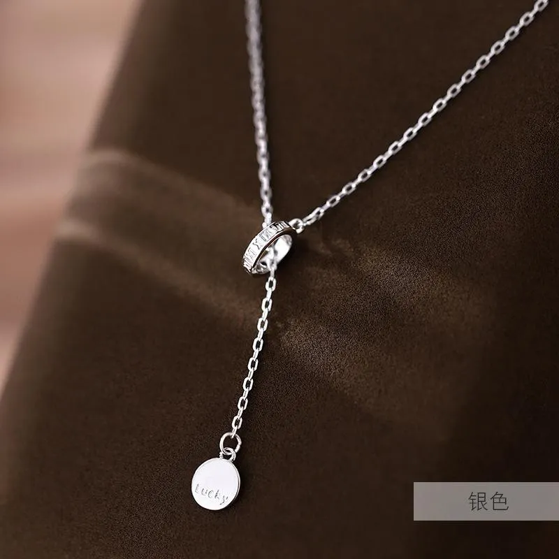 Pendant Necklaces Korean S925 Sterling Silver Fashion Simplicity Alphabet Necklace Luck Personalized Jewelry Gift Women253s