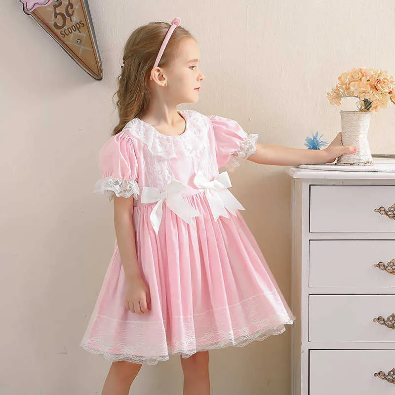 Kids Spaanse Jurk Meisjes Prinses Lolita Vestidos Kinderen Verjaardagsfeestje Frocks Bloemen Kant Casuals SPANJE DRISES VOOR BABY 210615