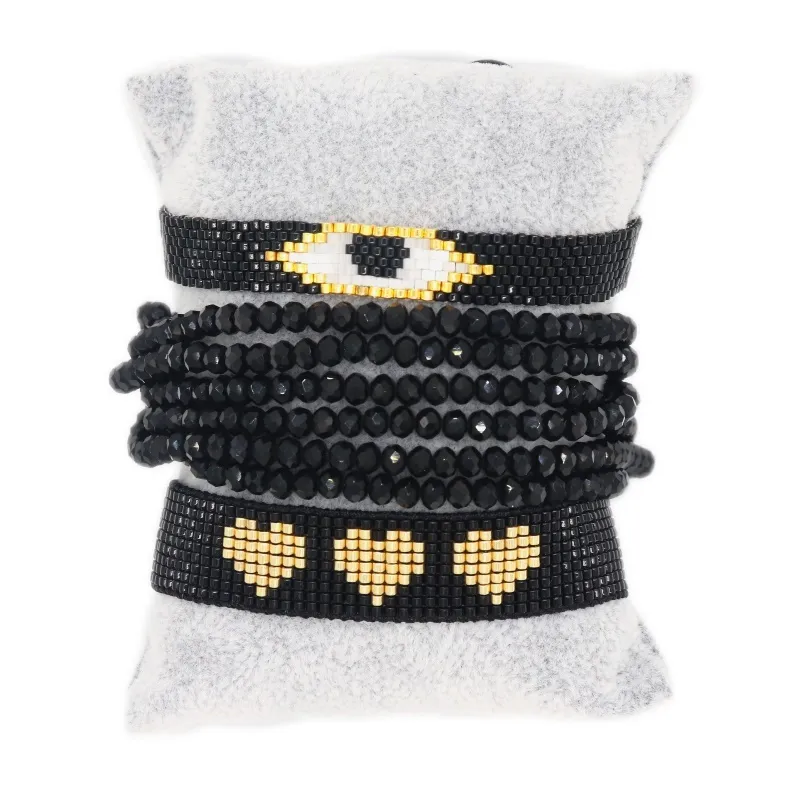 ZHONGVI Bracelets pour Femme Turc Mauvais Œil Cristal Noir Pulsera Gland Bracelet Bileklik Fait Main Cadeau Amour Bijoux Bijoux