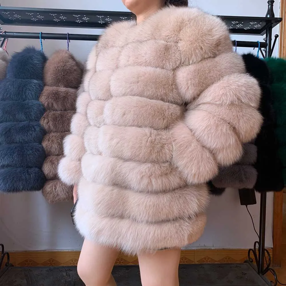 70CM Women Fur Coat Real Natural Winter Genuine With Vest Girl s Vests DHL 210816