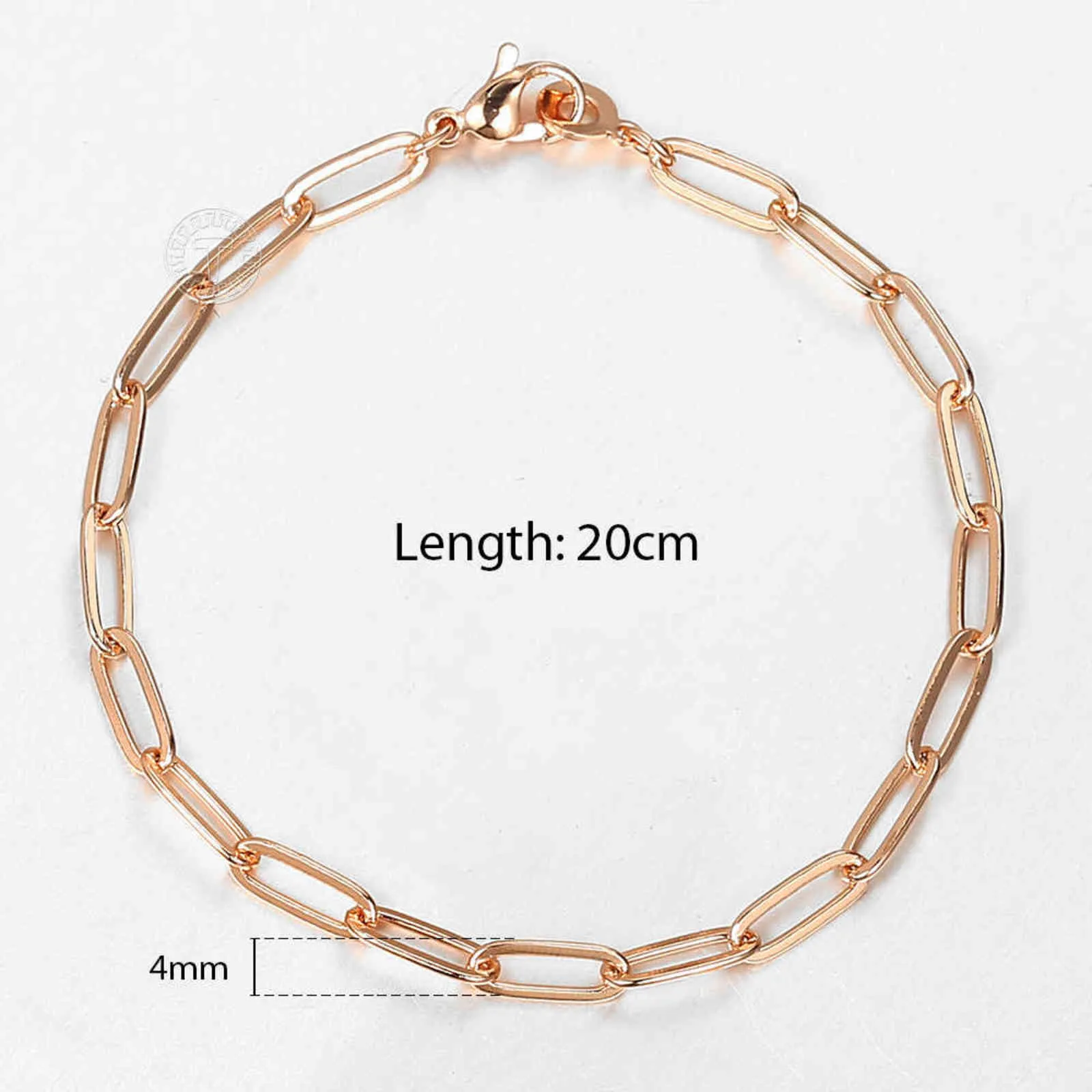 4mm femmes filles trombone Rolo lien Bracelet 585 or Rose rempli chaîne mode bijoux accessoires cadeaux 20 cm Dcb60299P1599021